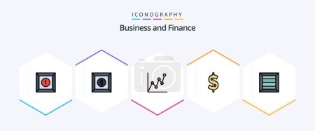 Illustration for Finance 25 FilledLine icon pack including . . money. product. box - Royalty Free Image