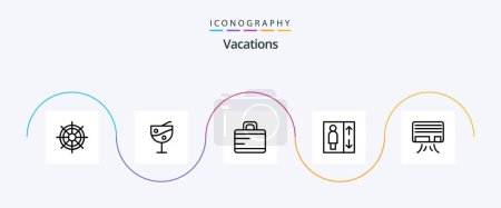 Ilustración de Vacations Line 5 Icon Pack Including . group . juice glass. elevator . suitcase - Imagen libre de derechos