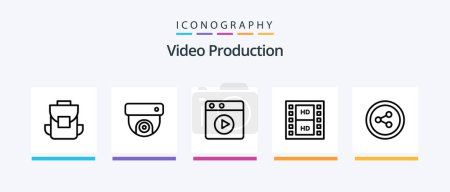 Illustration for Video Production Line 5 Icon Pack Including camera. mobile. film. microphone. monitor. Creative Icons Design - Royalty Free Image