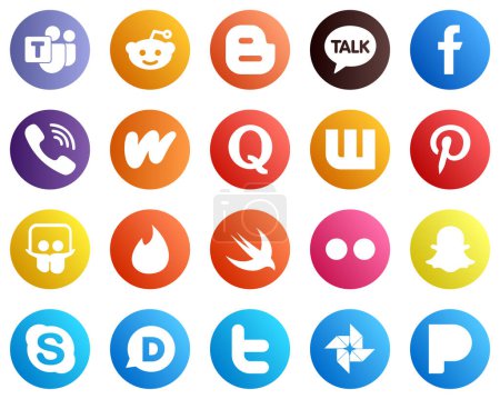 Ilustración de 20 High Quality Social Media Icons such as pinterest. question. quora and wattpad icons. High definition and versatile - Imagen libre de derechos