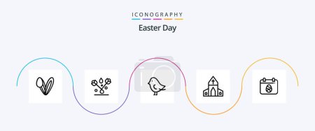 Ilustración de Easter Line 5 Icon Pack Including easter. calender. bird. cross. house - Imagen libre de derechos