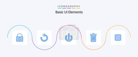 Ilustración de Basic Ui Elements Blue 5 Icon Pack Including box. garbage. button. delete. basket - Imagen libre de derechos