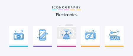 Illustration for Electronics Blue 5 Icon Pack Including . hardware. electric. electronic. microwave. Creative Icons Design - Royalty Free Image