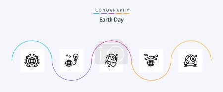 Ilustración de Earth Day Line 5 Icon Pack Including safe. globe. earth. earth. love - Imagen libre de derechos