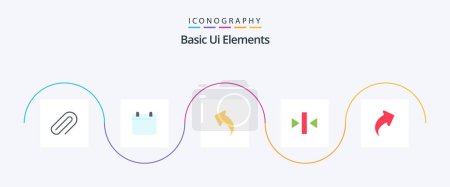 Illustration for Basic Ui Elements Flat 5 Icon Pack Including up. media. arrow. back. play - Royalty Free Image