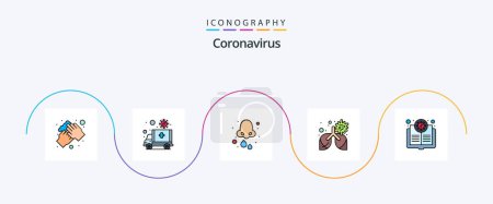 Illustration for Coronavirus Line Filled Flat 5 Icon Pack Including lung. bronchitis. transportation. nose. drops - Royalty Free Image