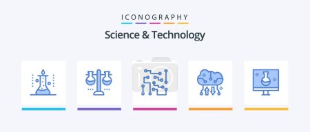 Illustration for Science And Technology Blue 5 Icon Pack Including cloud storage. cloud backup. test flask. science. electronics. Creative Icons Design - Royalty Free Image