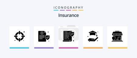 Ilustración de Insurance Glyph 5 Icon Pack Including . shop. policy. security. insurance. Creative Icons Design - Imagen libre de derechos