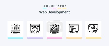 Illustration for Web Development Line 5 Icon Pack Including development. web. web. quality. chip. Creative Icons Design - Royalty Free Image
