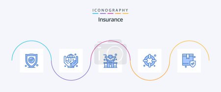 Illustration for Insurance Blue 5 Icon Pack Including . box. property. security. insurance - Royalty Free Image