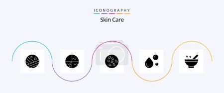 Ilustración de Skin Glyph 5 Icon Pack Including omega. healthy fat. skin protection. fish oil. seamus - Imagen libre de derechos
