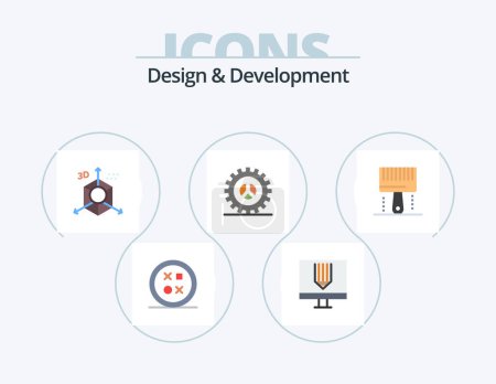 Téléchargez les illustrations : Design and Development Flat Icon Pack 5 Icon Design. settings. options. development. programing. development - en licence libre de droit