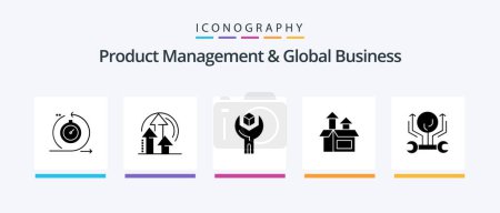 Téléchargez les illustrations : Product Managment And Global Business Glyph 5 Icon Pack Including product. method. product. -management. sdk. Creative Icons Design - en licence libre de droit
