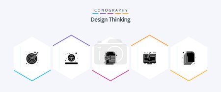 Téléchargez les illustrations : Design Thinking 25 Glyph icon pack including layers. arrange. cdr format. screen. design - en licence libre de droit