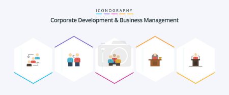Illustration for Corporate Development And Business Management 25 Flat icon pack including people. business. agreement. friends. handshake - Royalty Free Image