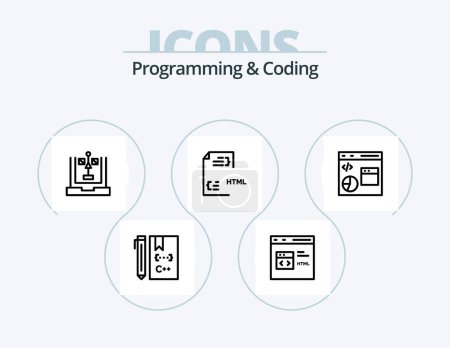 Ilustración de Programming And Coding Line Icon Pack 5 Icon Design. develop. coding. development. development. css - Imagen libre de derechos