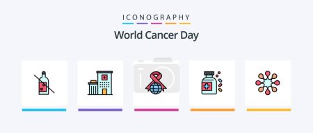 Illustration for World Cancer Day Line Filled 5 Icon Pack Including medical. aids. no smoking. ribbon. cancer. Creative Icons Design - Royalty Free Image