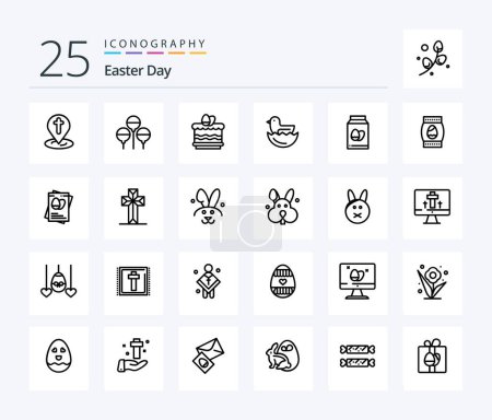 Illustration for Easter 25 Line icon pack including holiday. bottle. easter. egg. egg - Royalty Free Image