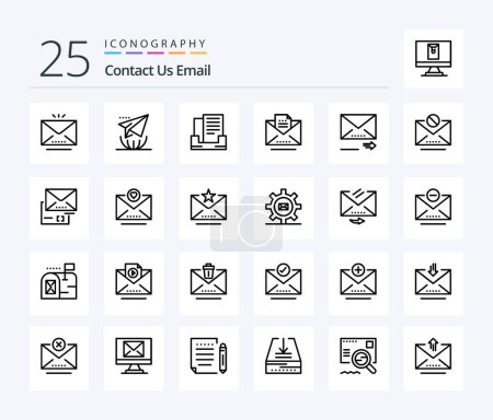 Illustration for Email 25 Line icon pack including navigation. email. email. letter. draft - Royalty Free Image