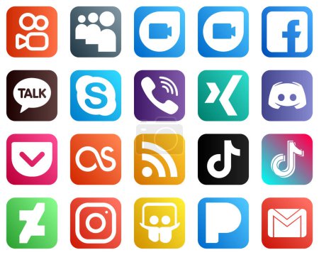 Ilustración de 20 Elegant Social Media Icons such as pocket. text. chat. message and xing icons. Fully customizable and high quality - Imagen libre de derechos