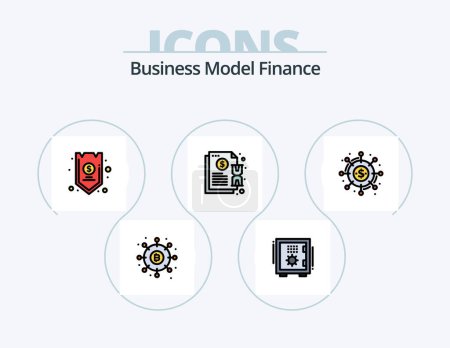 Téléchargez les illustrations : Finance Line Filled Icon Pack 5 Icon Design. financier. broker. return. payments. finance - en licence libre de droit
