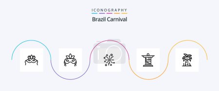 Téléchargez les illustrations : Brazil Carnival Line 5 Icon Pack Including monument. jesus. fireworks. celebration. brazilian - en licence libre de droit