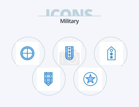 Illustration for Military Blue Icon Pack 5 Icon Design. military. diamonds. insignia. target. military - Royalty Free Image