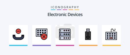 Ilustración de Devices Line Filled 5 Icon Pack Including hardware. devices. call. computer. iphone. Creative Icons Design - Imagen libre de derechos
