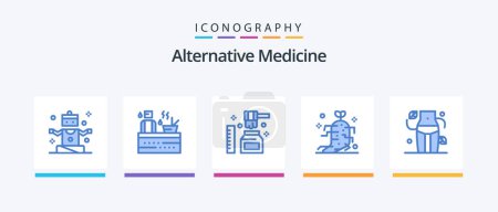 Illustration for Alternative Medicine Blue 5 Icon Pack Including waist. therapy. healthy. nature. drug. Creative Icons Design - Royalty Free Image