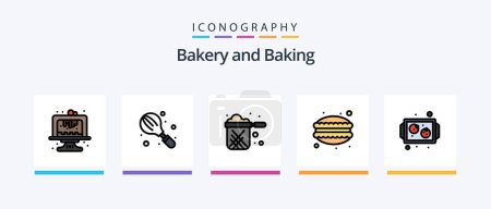 Ilustración de Baking Line Filled 5 Icon Pack Including meat chopper. stewpot. food. restaurant. pan. Creative Icons Design - Imagen libre de derechos