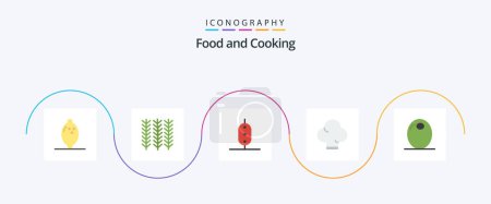 Téléchargez les illustrations : Food Flat 5 Icon Pack Including vegetable. food. pea. filling. food - en licence libre de droit