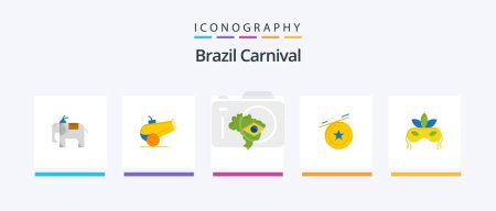Ilustración de Brazil Carnival Flat 5 Icon Pack Including carnival. brazil. brazil. brazil. map. Creative Icons Design - Imagen libre de derechos