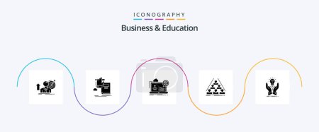 Téléchargez les illustrations : Business And Education Glyph 5 Icon Pack Including build. progress. website. online - en licence libre de droit