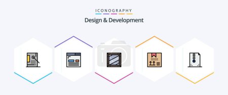 Ilustración de Design and Development 25 FilledLine icon pack including compressed. archive. layout. programing. design - Imagen libre de derechos