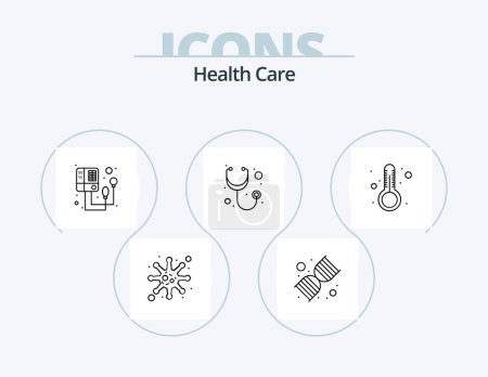 Illustration for Health Care Line Icon Pack 5 Icon Design. hospital sign. weight. aid. weigh. diet - Royalty Free Image