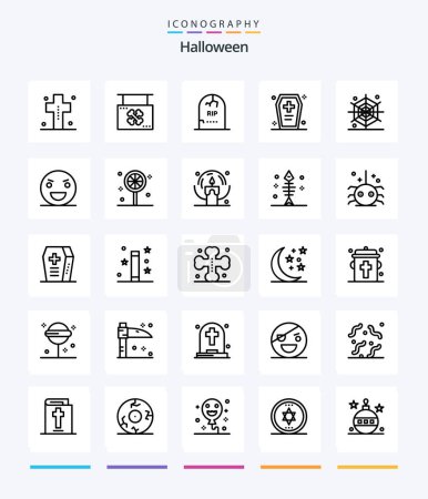 Illustration for Creative Halloween 25 OutLine icon pack  Such As dreadful. casket. shop. halloween. gravestone - Royalty Free Image