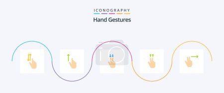 Téléchargez les illustrations : Hand Gestures Flat 5 Icon Pack Including fingers. gesture. gestures. fingers. - en licence libre de droit