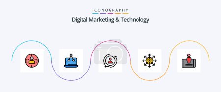 Ilustración de Digital Marketing And Technology Line Filled Flat 5 Icon Pack Including engagement. platform. digital. news. advertising - Imagen libre de derechos