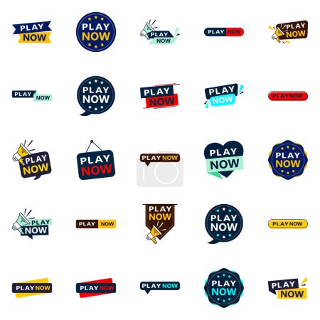 Ilustración de Get Your Customers Excited with Our Pack of 25 Play Now Banners - Imagen libre de derechos