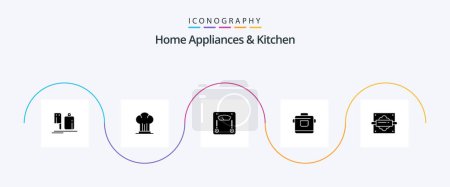 Ilustración de Home Appliances And Kitchen Glyph 5 Icon Pack Including weight. scale. chef. machine. home - Imagen libre de derechos