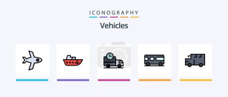 Ilustración de Vehicles Line Filled 5 Icon Pack Including . vessel. truck. speed. vessel. Creative Icons Design - Imagen libre de derechos
