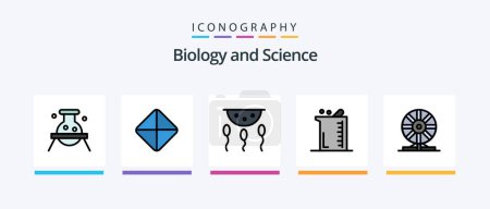 Illustration for Biology Line Filled 5 Icon Pack Including pills. dangerous. microbe. chemistry. biochemistry. Creative Icons Design - Royalty Free Image