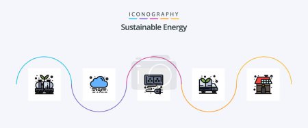 Ilustración de Sustainable Energy Line Filled Flat 5 Icon Pack Including house. eco. adapter. van. energy - Imagen libre de derechos