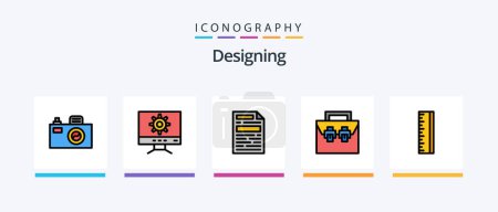 Téléchargez les illustrations : Designing Line Filled 5 Icon Pack Including . design. dollar. image. design. Creative Icons Design - en licence libre de droit