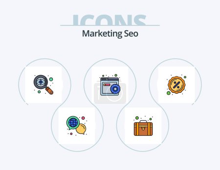 Illustration for Marketing Seo Line Filled Icon Pack 5 Icon Design. keywords. seo pack. mouse. seo. logical linking - Royalty Free Image