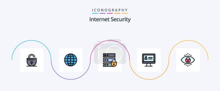 Illustration for Internet Security Line Filled Flat 5 Icon Pack Including security. eye. device. security. computer - Royalty Free Image