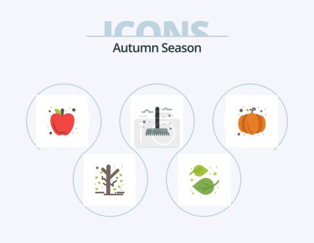 Téléchargez les illustrations : Autumn Flat Icon Pack 5 Icon Design. garden. fall. nature. autumn. fruit - en licence libre de droit