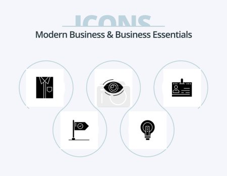 Téléchargez les illustrations : Modern Business And Business Essentials Glyph Icon Pack 5 Icon Design. dress. cloth. bright. shirt. lightbulb - en licence libre de droit