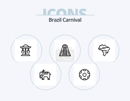 Illustration for Brazil Carnival Line Icon Pack 5 Icon Design. carnival. brazil. country. animal. celebration - Royalty Free Image