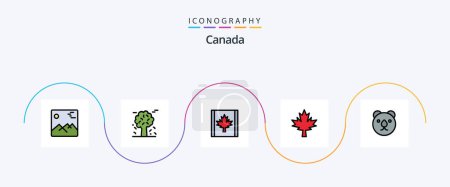Téléchargez les illustrations : Canada Line Filled Flat 5 Icon Pack Including predator. bear. scandinavia. maple. canada - en licence libre de droit